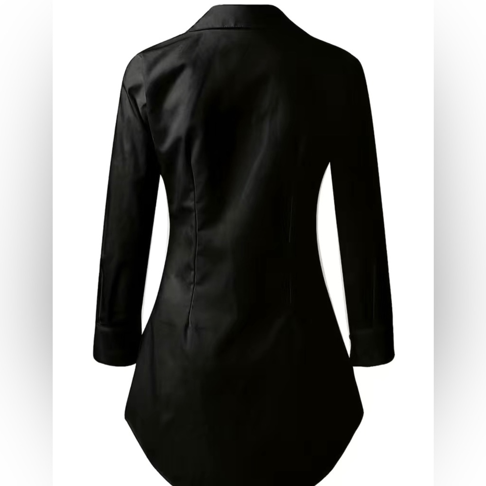 Plus Size Elegant Blouse Solid Long Sleeve Turn D… - image 3